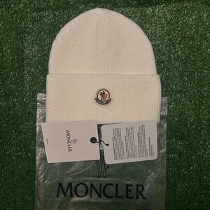 Moncler white beanie